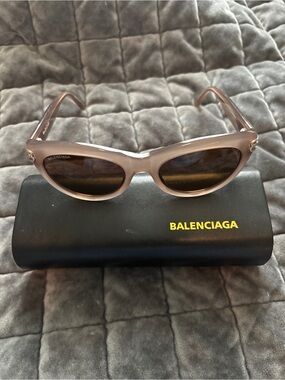 Balenciaga Women’s Taupe Round-Edge Sunglasses